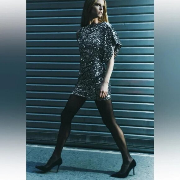 ZARA SEQUIN MINI DRESS - Picture 6 of 10